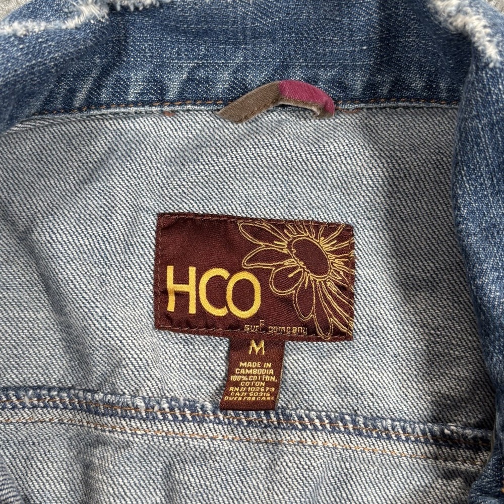 Vintage Hollister Jacket Womens M Blue Denim Button Up Trucker Distressed Y2K - Picture 5 of 7